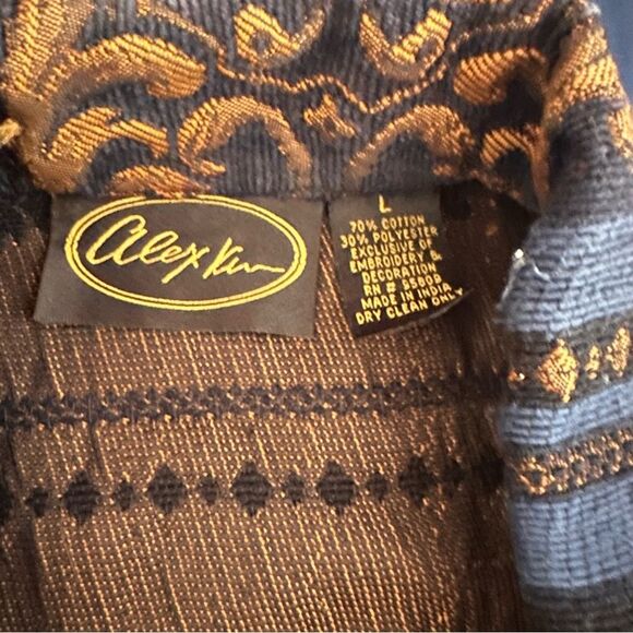 Alex Kim Blue and Gold Blazer with Ornate Pattern - Picture 2 of 8